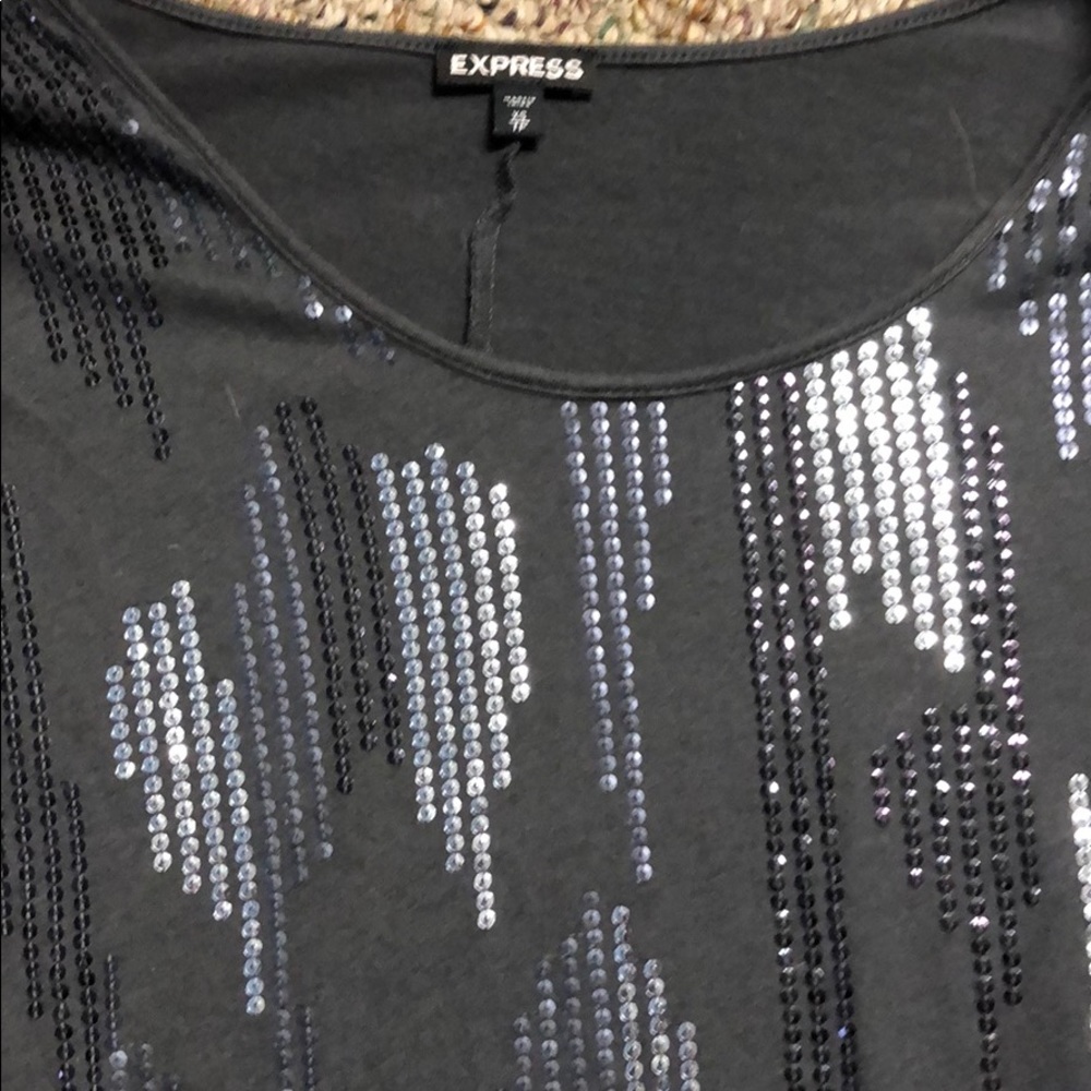 Express Gray Sequined Top - image 2